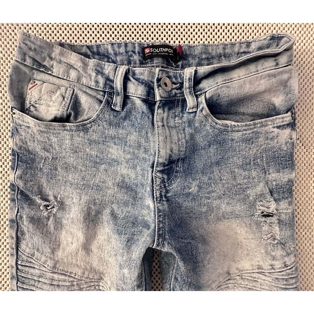 Y2K Southpole Jeans Men Size 29 Acid Stone Wash Stretch Skinny black Distressed